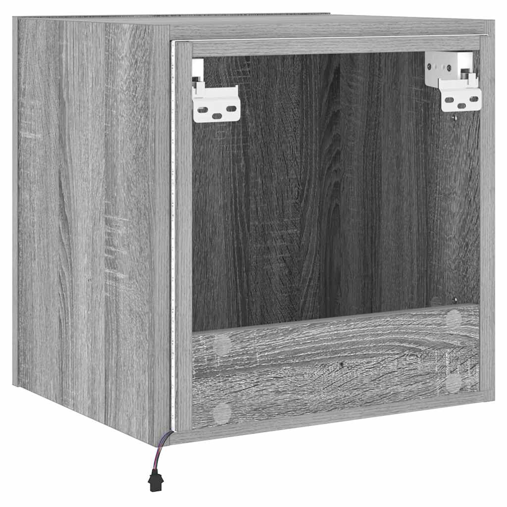 Έπιπλα Τοίχου Τηλ. με LED 2 Τεμ. Γκρι Sonoma 40,5x35x40 εκ. - Pakobazaar