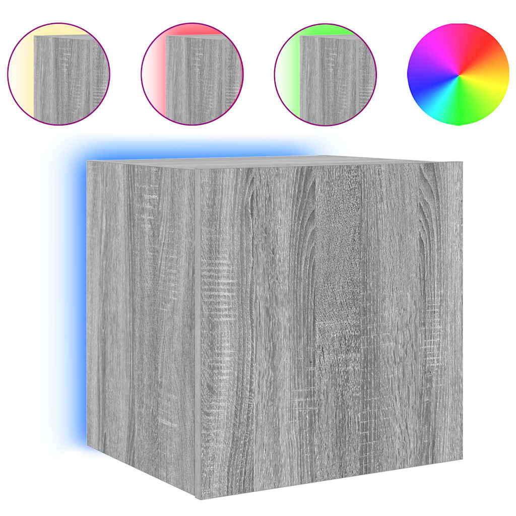Έπιπλα Τοίχου Τηλ. με LED 2 Τεμ. Γκρι Sonoma 40,5x35x40 εκ. - Pakobazaar