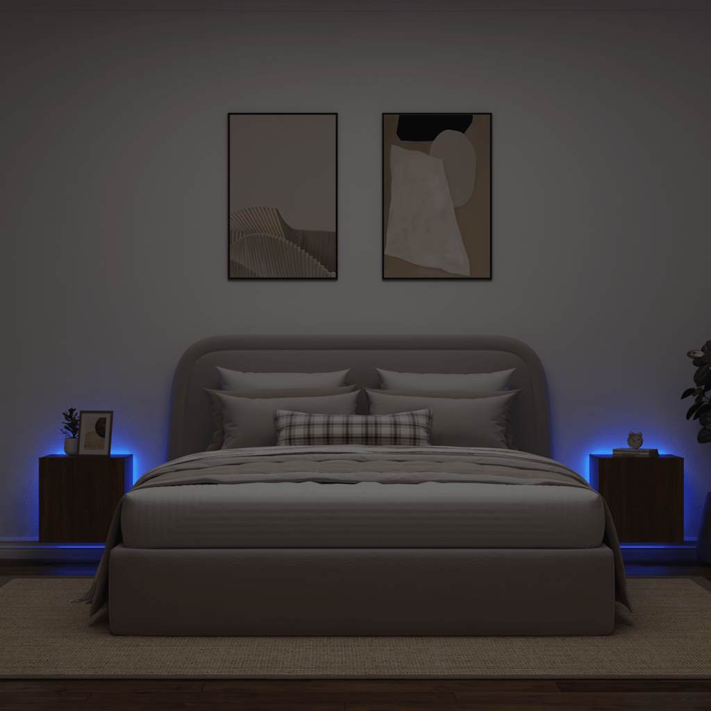 Έπιπλα Τοίχου Τηλεόρασης LED 2 Τεμ. Καφέ Δρυς 40,5x35x40εκ. - Pakobazaar