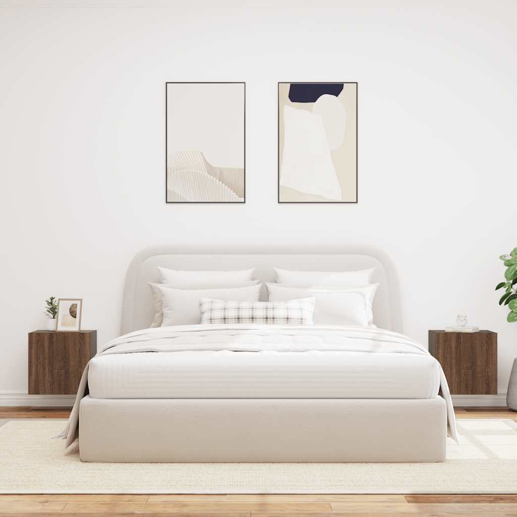 Έπιπλα Τοίχου Τηλεόρασης LED 2 Τεμ. Καφέ Δρυς 40,5x35x40εκ. - Pakobazaar