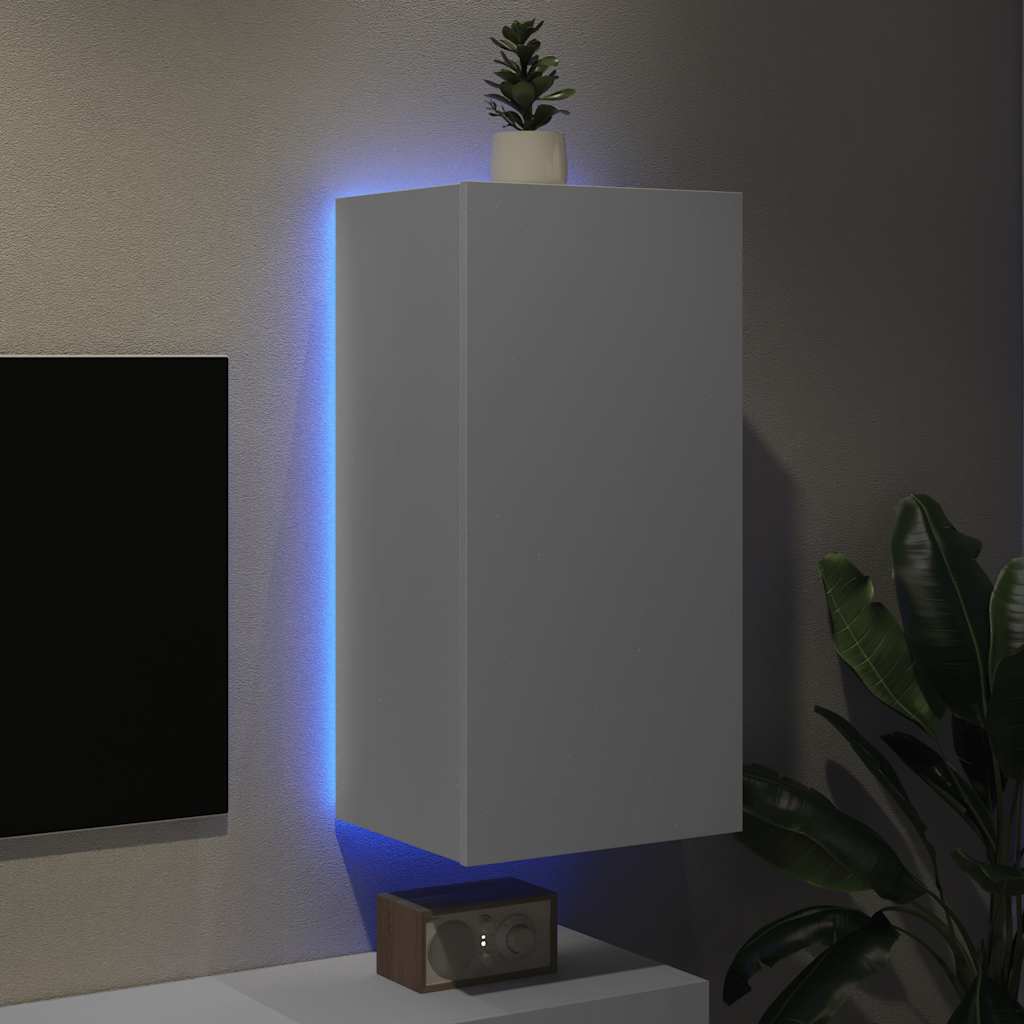 Έπιπλο Τοίχου Τηλεόρασης με LED Λευκό 40,5x35x80 εκ. - Pakobazaar