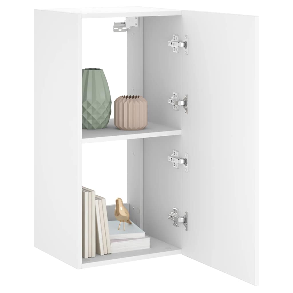 Έπιπλο Τοίχου Τηλεόρασης με LED Λευκό 40,5x35x80 εκ. - Pakobazaar