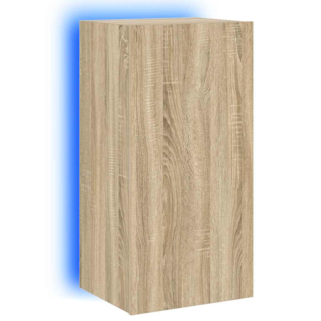 Έπιπλο Τοίχου Τηλεόρασης με LED Sonoma Δρυς 40,5x35x80 εκ. - Pakobazaar