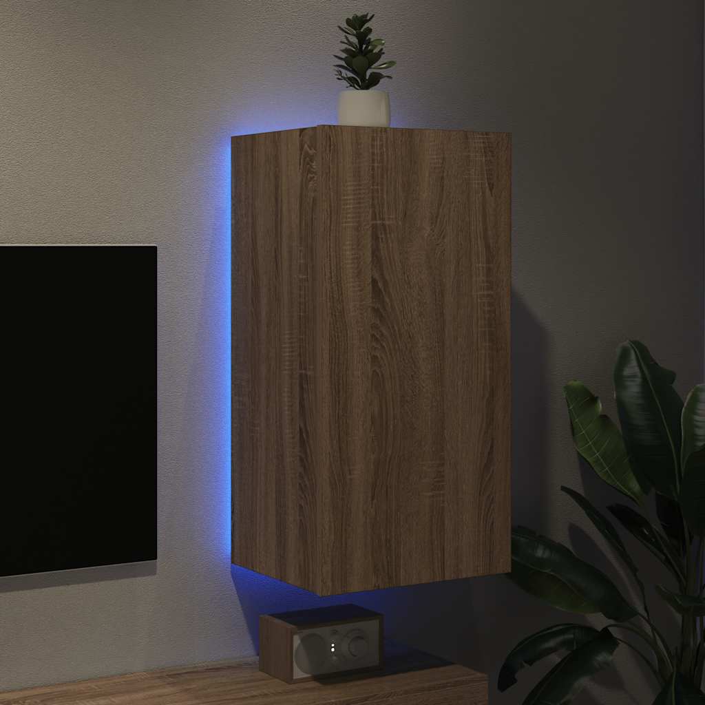 Έπιπλο Τοίχου Τηλεόρασης με LED Sonoma Δρυς 40,5x35x80 εκ. - Pakobazaar