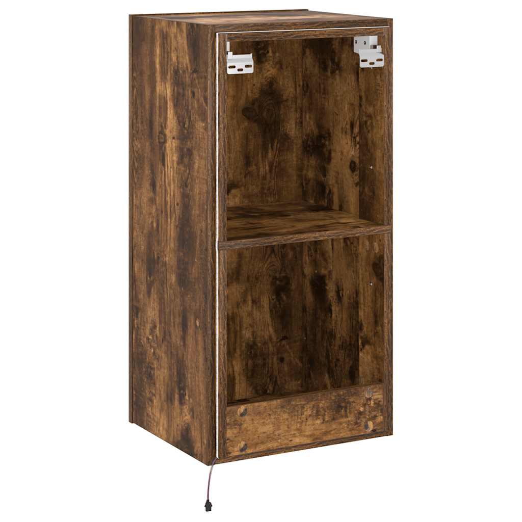 Έπιπλο Τοίχου Τηλεόρασης με LED Καπνιστή Δρυς 40,5x35x80 εκ. - Pakobazaar