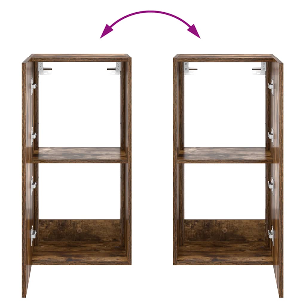 Έπιπλο Τοίχου Τηλεόρασης με LED Καπνιστή Δρυς 40,5x35x80 εκ. - Pakobazaar