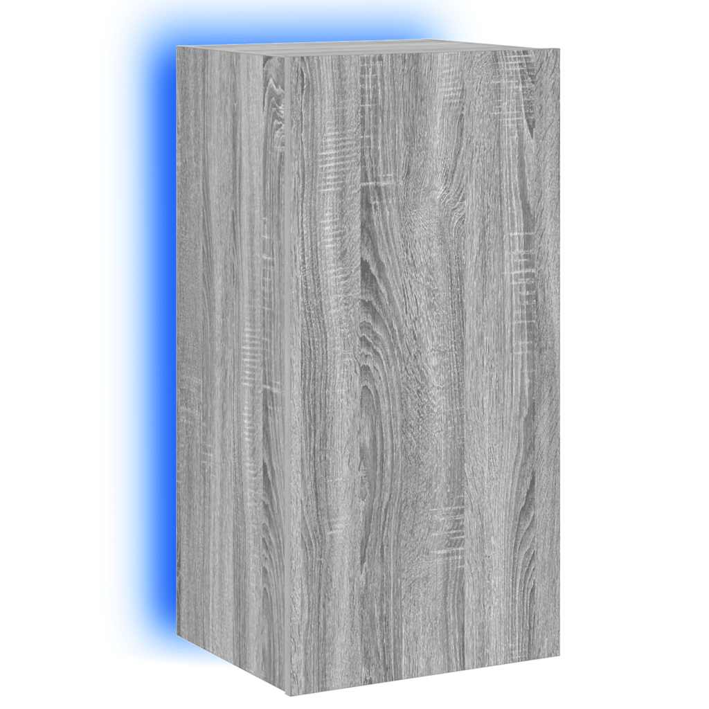 Έπιπλο Τοίχου Τηλεόρασης με LED Γκρι Sonoma 40,5x35x80 εκ.