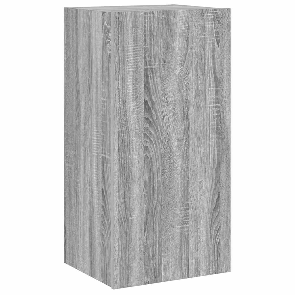 Έπιπλο Τοίχου Τηλεόρασης με LED Γκρι Sonoma 40,5x35x80 εκ.