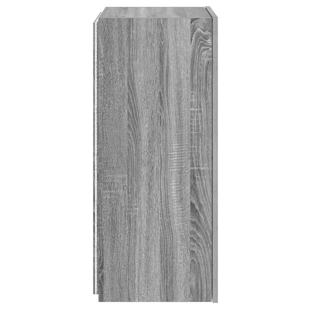 Έπιπλο Τοίχου Τηλεόρασης με LED Γκρι Sonoma 40,5x35x80 εκ.