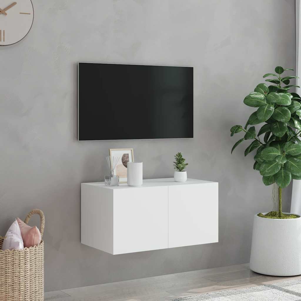 Έπιπλο Τοίχου Τηλεόρασης με LED Λευκό 60x35x31 εκ.