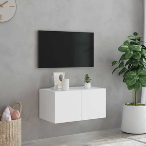 Έπιπλο Τοίχου Τηλεόρασης με LED Λευκό 60x35x31 εκ.