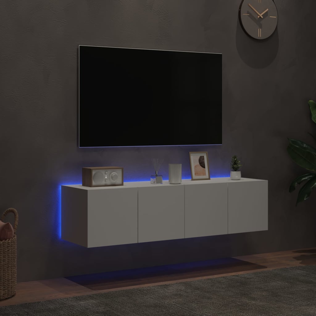 Έπιπλα Τοίχου Τηλεόρασης με LED 2 Τεμ. Λευκά 60x35x31 εκ.