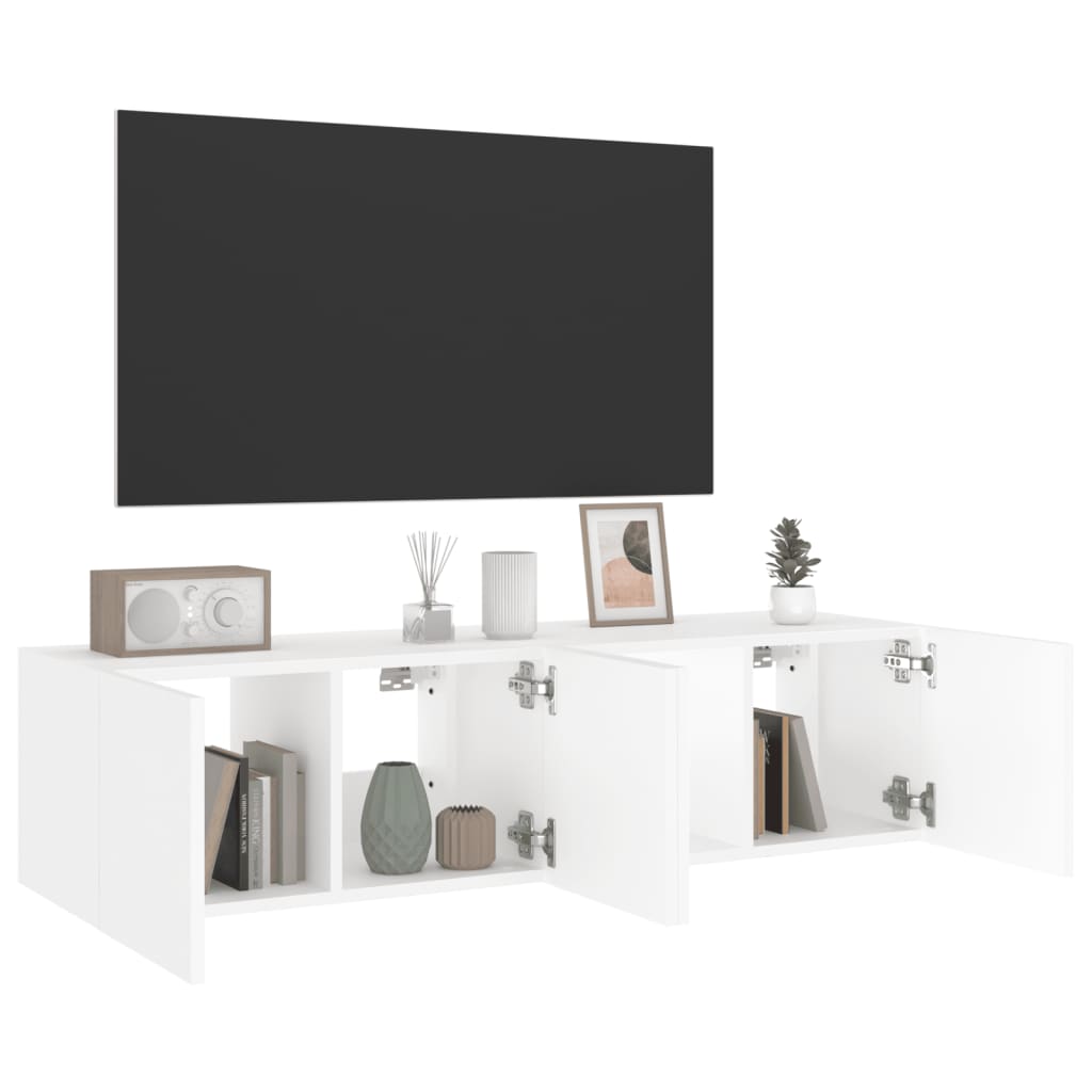 Έπιπλα Τοίχου Τηλεόρασης με LED 2 Τεμ. Λευκά 60x35x31 εκ.