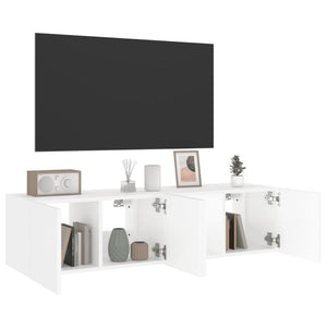 Έπιπλα Τοίχου Τηλεόρασης με LED 2 Τεμ. Λευκά 60x35x31 εκ.