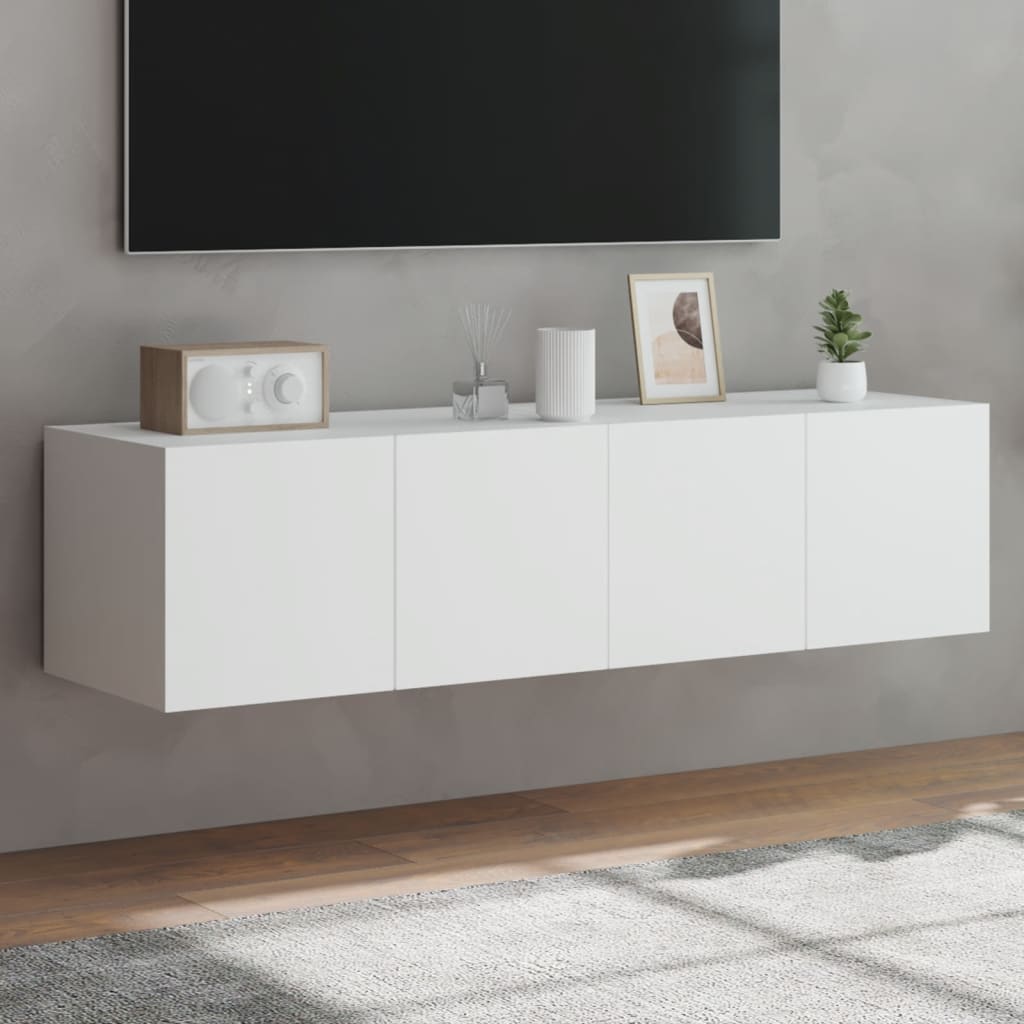 Έπιπλα Τοίχου Τηλεόρασης με LED 2 Τεμ. Λευκά 60x35x31 εκ.