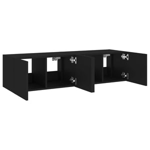 Έπιπλα Τοίχου Τηλεόρασης με LED 2 Τεμ. Μαύρα 60x35x31 εκ.