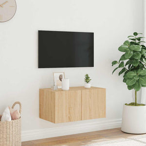 Έπιπλο Τοίχου Τηλεόρασης με LED Sonoma Δρυς 60x35x31 εκ.