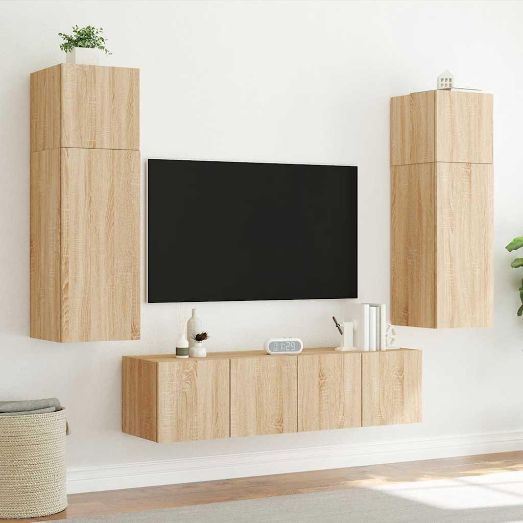 Έπιπλο Τοίχου Τηλεόρασης με LED Sonoma Δρυς 60x35x31 εκ.