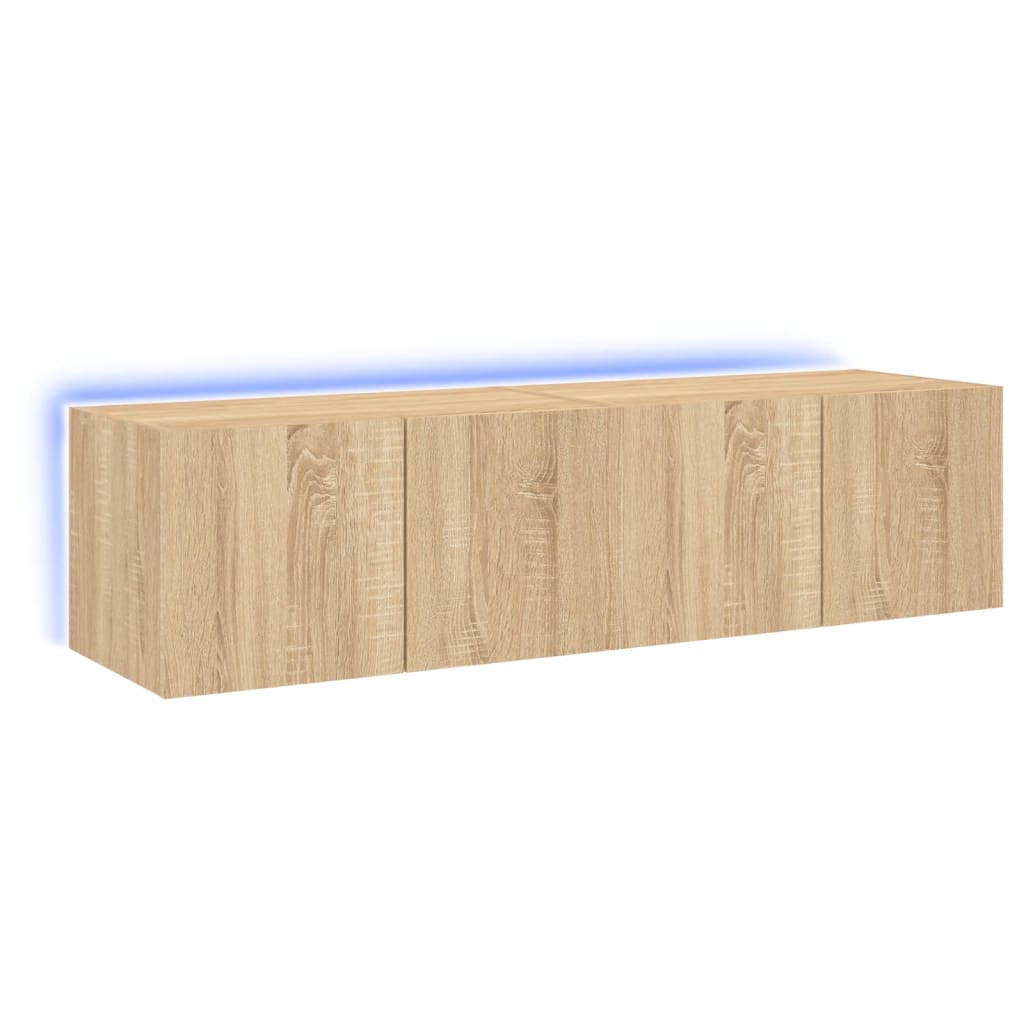 Έπιπλα Τοίχου Τηλ. με LED 2 Τεμ. Sonoma Δρυς 60x35x31 εκ.