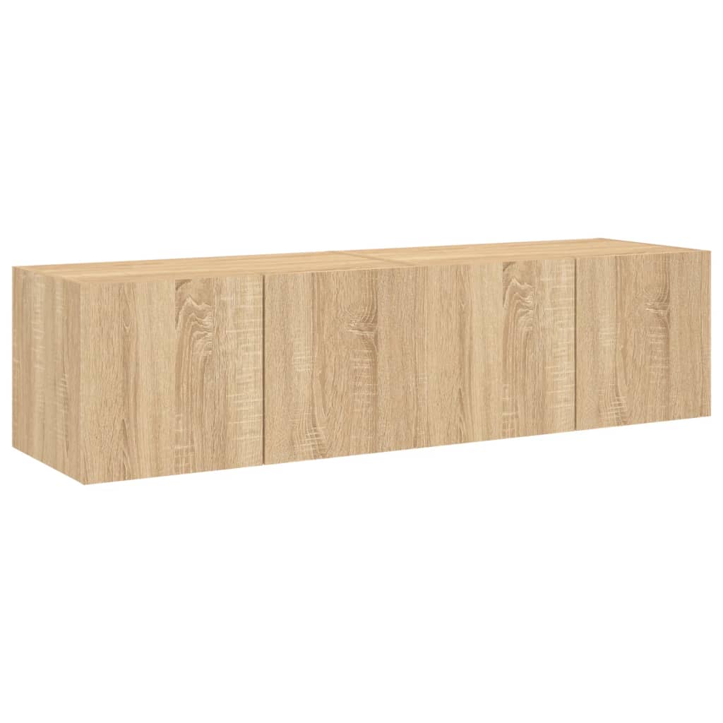 Έπιπλα Τοίχου Τηλ. με LED 2 Τεμ. Sonoma Δρυς 60x35x31 εκ.