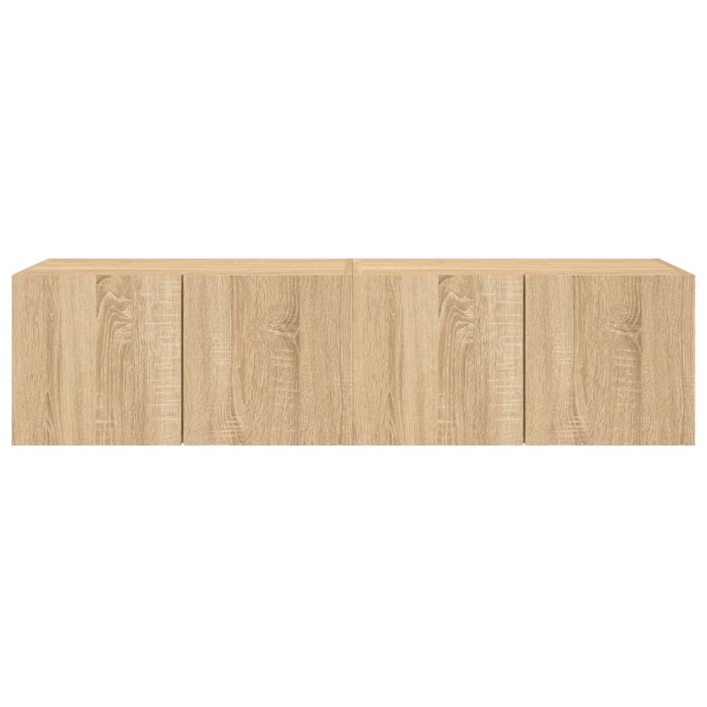 Έπιπλα Τοίχου Τηλ. με LED 2 Τεμ. Sonoma Δρυς 60x35x31 εκ.
