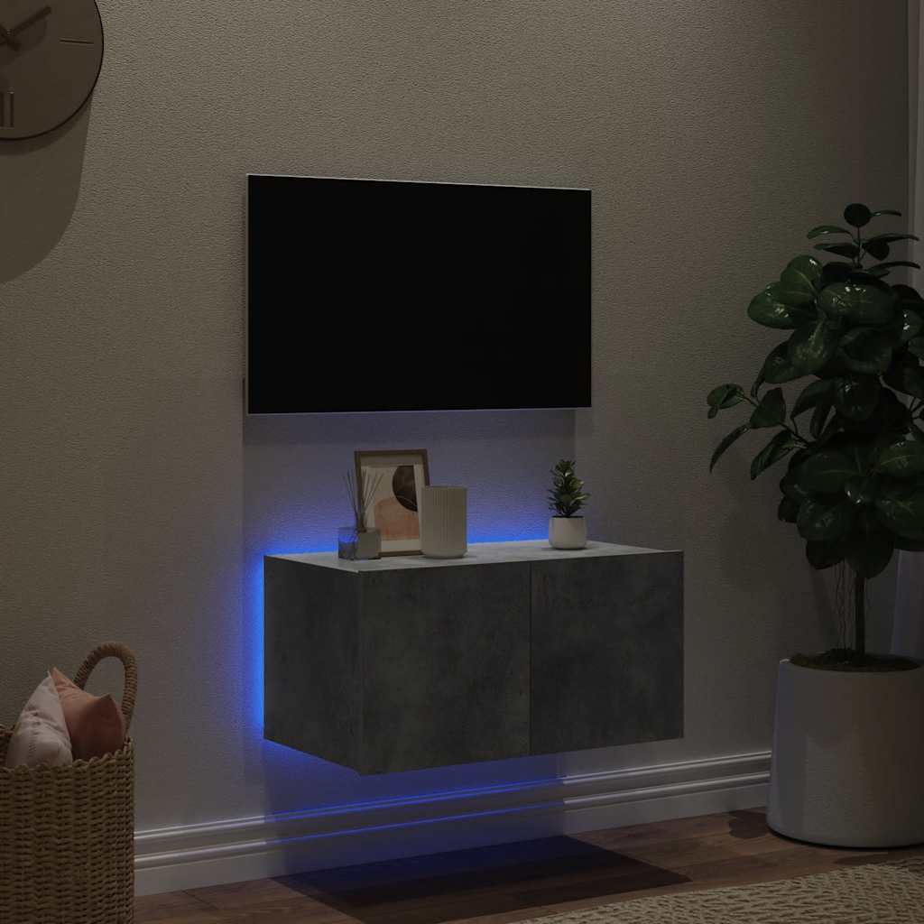 Έπιπλο Τηλεόρασης με LED Γκρι Σκυροδέματος 60x35x31 εκ. - Pakobazaar