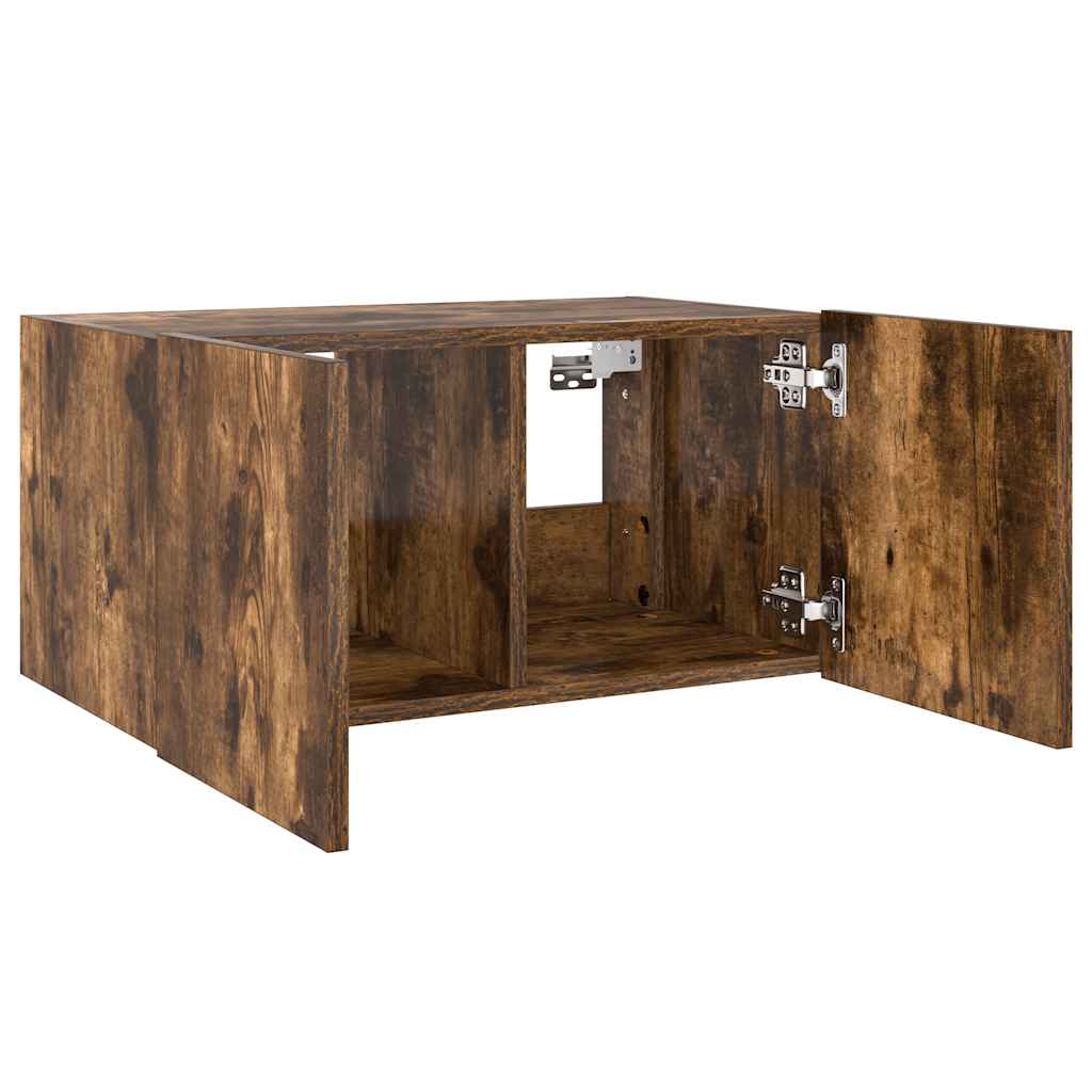 Έπιπλο Τοίχου Τηλεόρασης με LED Καπνιστή Δρυς 60x35x31 εκ. - Pakobazaar