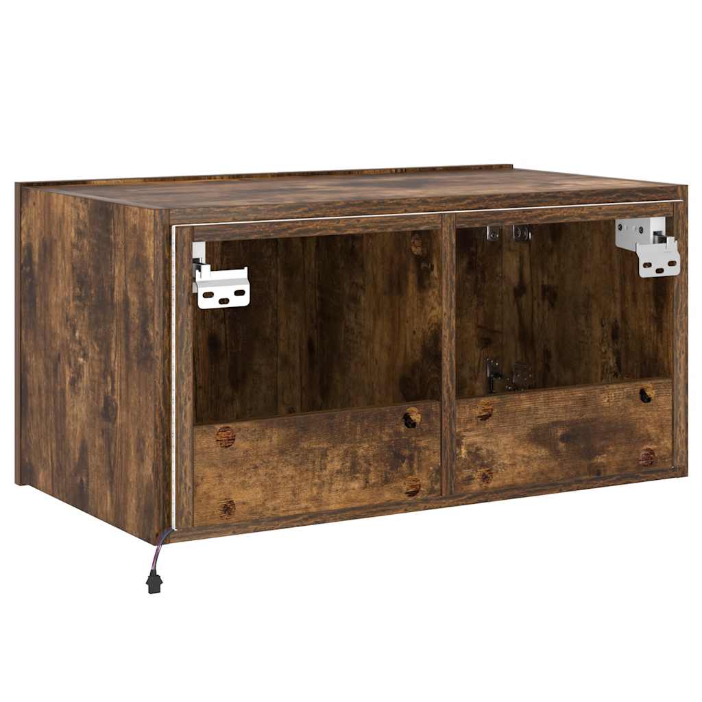 Έπιπλο Τοίχου Τηλεόρασης με LED Καπνιστή Δρυς 60x35x31 εκ. - Pakobazaar