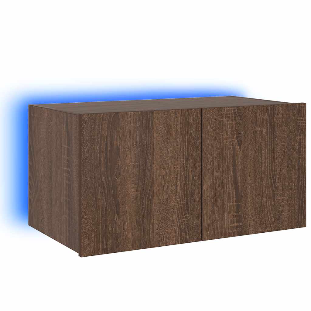Έπιπλο Τοίχου Τηλεόρασης με LED Καφέ Δρυς 60x35x31 εκ. - Pakobazaar