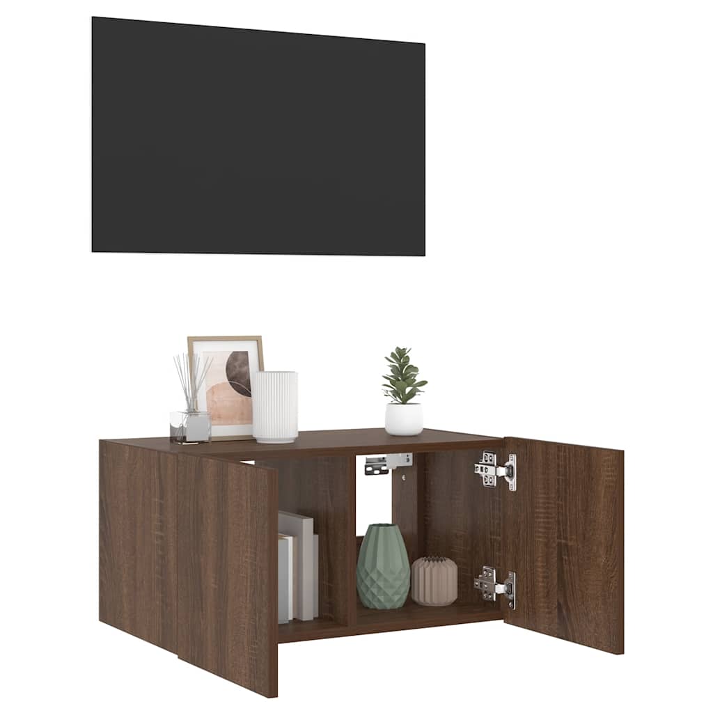 Έπιπλο Τοίχου Τηλεόρασης με LED Καφέ Δρυς 60x35x31 εκ. - Pakobazaar