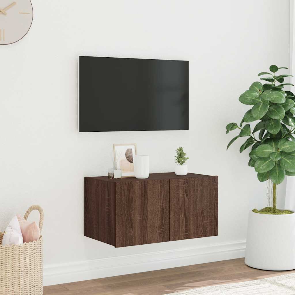 Έπιπλο Τοίχου Τηλεόρασης με LED Καφέ Δρυς 60x35x31 εκ. - Pakobazaar