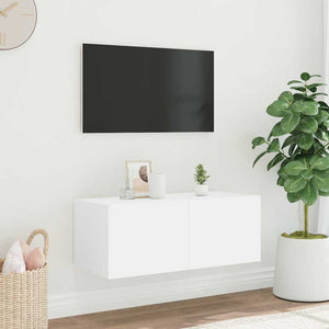 Έπιπλο Τοίχου Τηλεόρασης με LED Λευκό 80x35x31 εκ. - Pakobazaar
