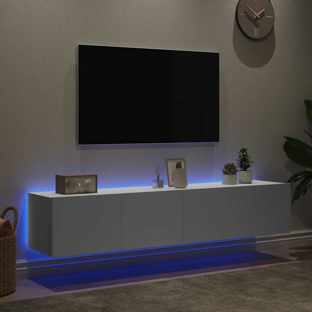 Έπιπλα Τοίχου Τηλεόρασης με LED 2 Τεμ. Λευκά 80x35x31 εκ. - Pakobazaar