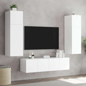 Έπιπλα Τοίχου Τηλεόρασης με LED 2 Τεμ. Λευκά 80x35x31 εκ. - Pakobazaar
