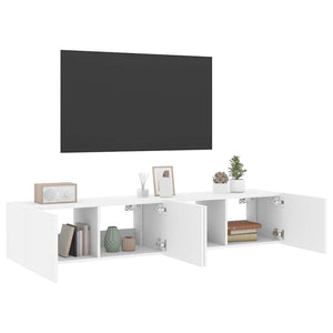 Έπιπλα Τοίχου Τηλεόρασης με LED 2 Τεμ. Λευκά 80x35x31 εκ. - Pakobazaar