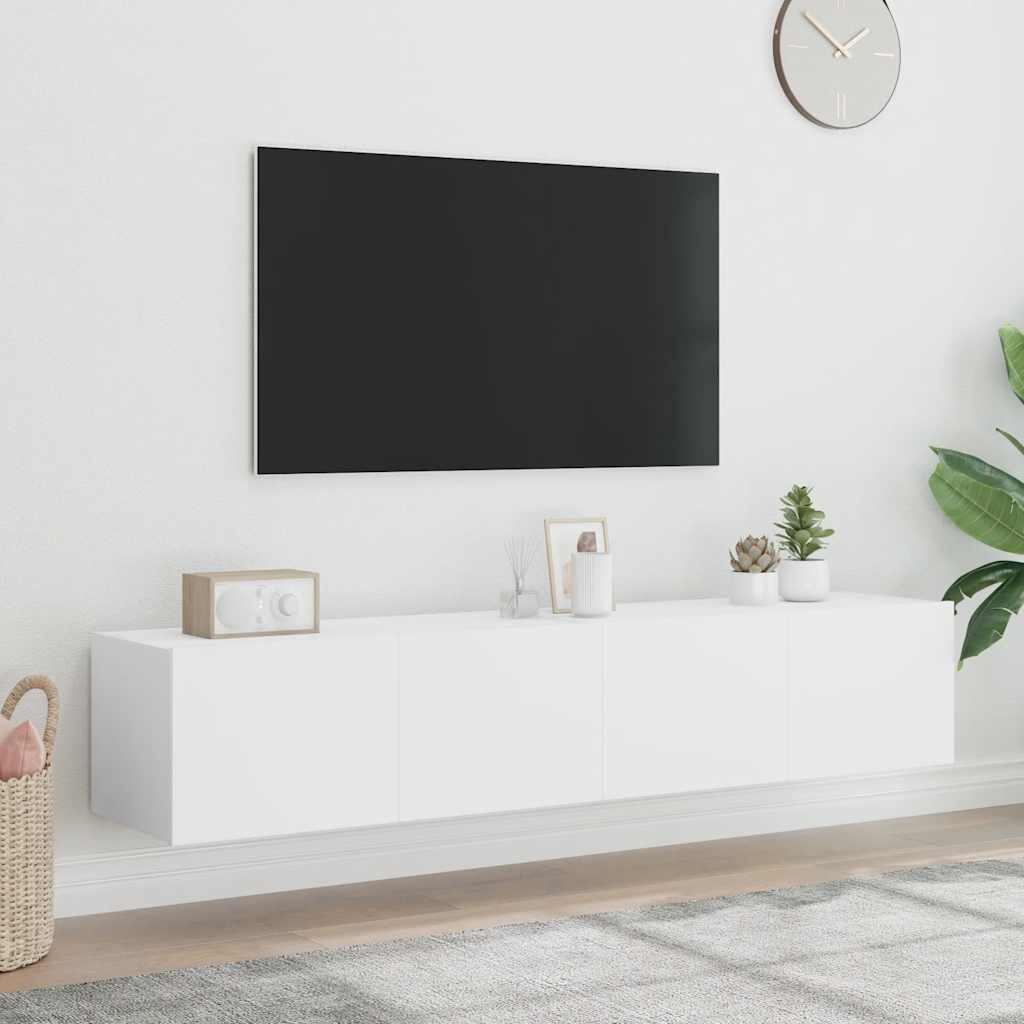Έπιπλα Τοίχου Τηλεόρασης με LED 2 Τεμ. Λευκά 80x35x31 εκ. - Pakobazaar