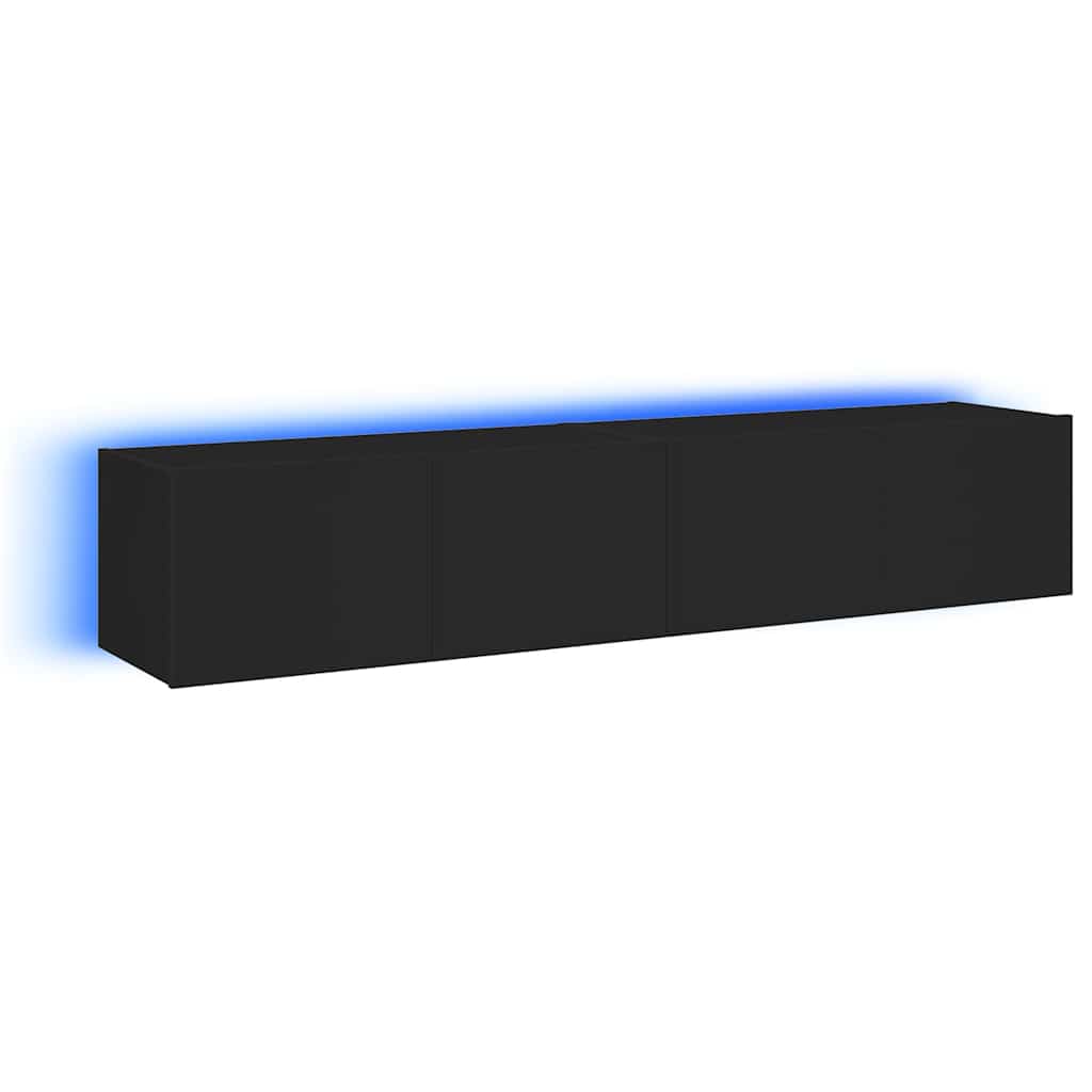 Έπιπλα Τοίχου Τηλεόρασης με LED 2 Τεμ. Μαύρα 80x35x31 εκ. - Pakobazaar