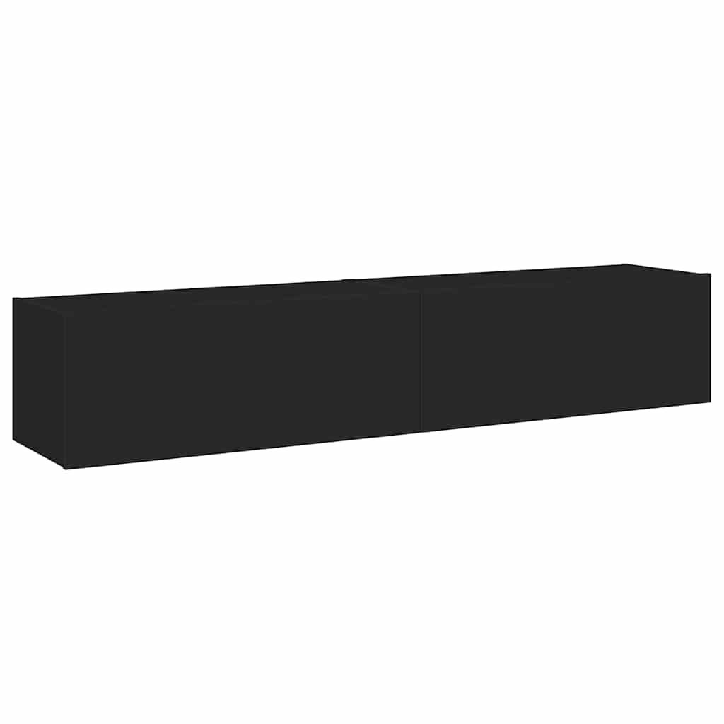 Έπιπλα Τοίχου Τηλεόρασης με LED 2 Τεμ. Μαύρα 80x35x31 εκ. - Pakobazaar