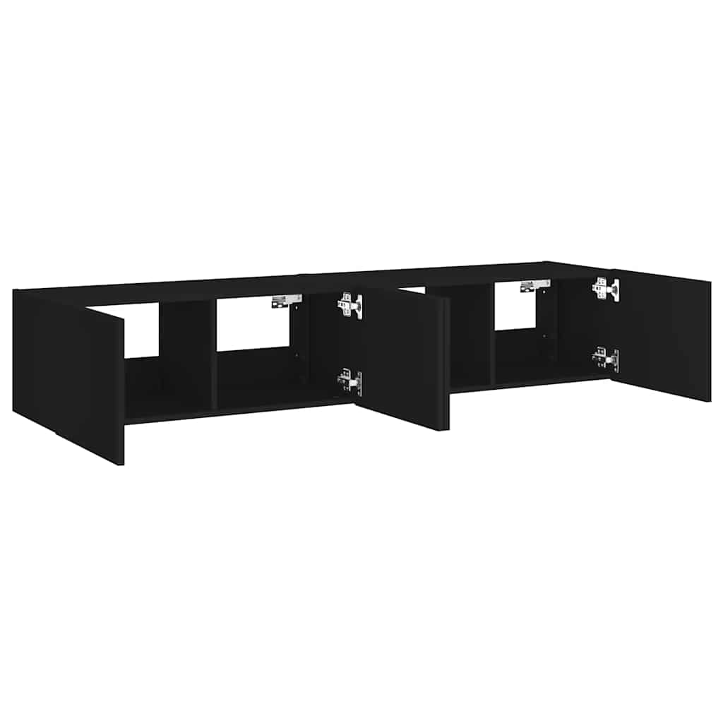 Έπιπλα Τοίχου Τηλεόρασης με LED 2 Τεμ. Μαύρα 80x35x31 εκ. - Pakobazaar
