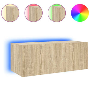 Έπιπλο Τοίχου Τηλεόρασης με LED Sonoma Δρυς 80x35x31 εκ. - Pakobazaar