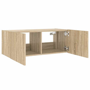 Έπιπλο Τοίχου Τηλεόρασης με LED Sonoma Δρυς 80x35x31 εκ. - Pakobazaar