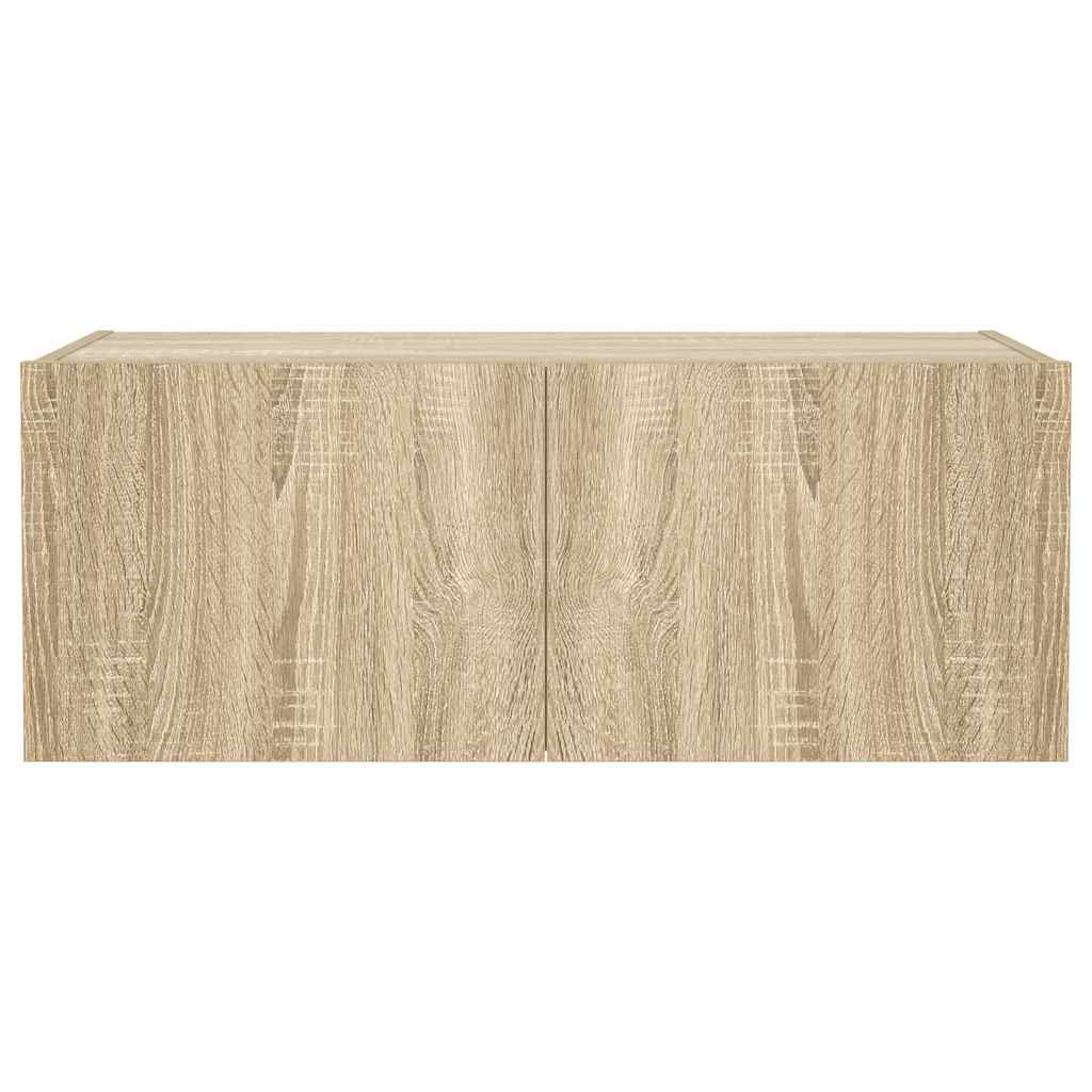 Έπιπλο Τοίχου Τηλεόρασης με LED Sonoma Δρυς 80x35x31 εκ. - Pakobazaar