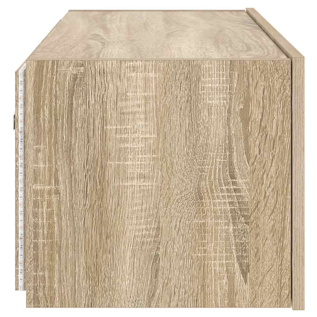 Έπιπλο Τοίχου Τηλεόρασης με LED Sonoma Δρυς 80x35x31 εκ. - Pakobazaar