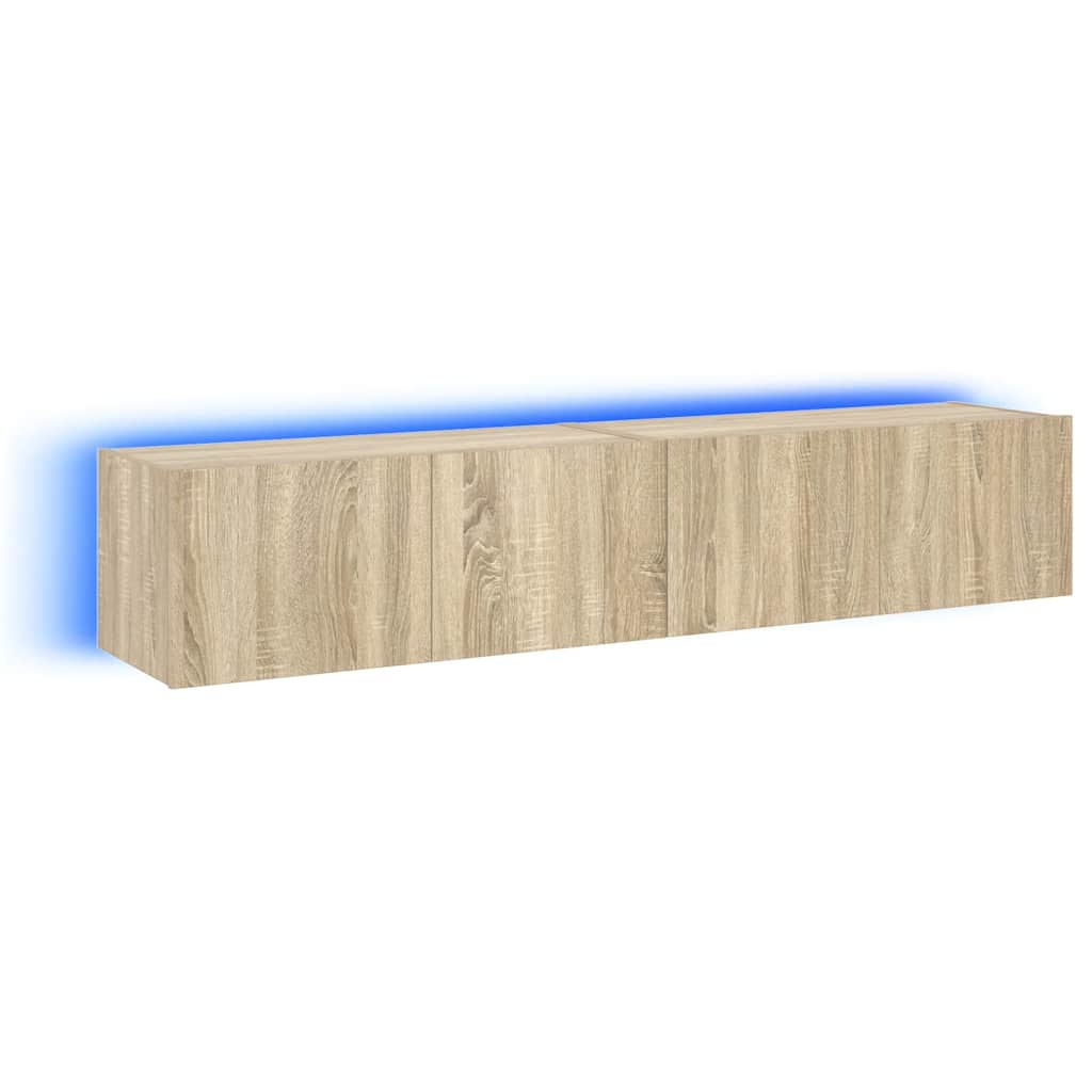 Έπιπλα Τοίχου Τηλ. με LED 2 Τεμ. Sonoma Δρυς 80x35x31 εκ. - Pakobazaar