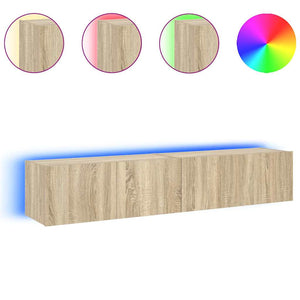 Έπιπλα Τοίχου Τηλ. με LED 2 Τεμ. Sonoma Δρυς 80x35x31 εκ. - Pakobazaar