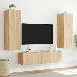 Έπιπλα Τοίχου Τηλ. με LED 2 Τεμ. Sonoma Δρυς 80x35x31 εκ. - Pakobazaar