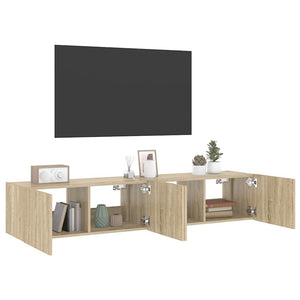 Έπιπλα Τοίχου Τηλ. με LED 2 Τεμ. Sonoma Δρυς 80x35x31 εκ. - Pakobazaar