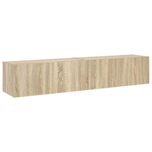 Έπιπλα Τοίχου Τηλ. με LED 2 Τεμ. Sonoma Δρυς 80x35x31 εκ. - Pakobazaar