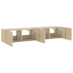 Έπιπλα Τοίχου Τηλ. με LED 2 Τεμ. Sonoma Δρυς 80x35x31 εκ. - Pakobazaar
