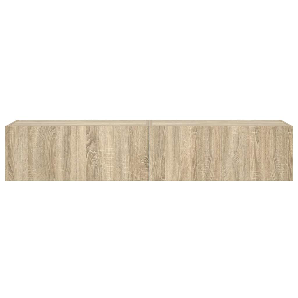 Έπιπλα Τοίχου Τηλ. με LED 2 Τεμ. Sonoma Δρυς 80x35x31 εκ. - Pakobazaar